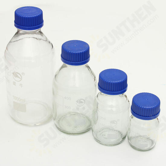 Experiment Glass Reagent Bottles Blue Screw Cap 100ml 250ml 500ml 1000ml