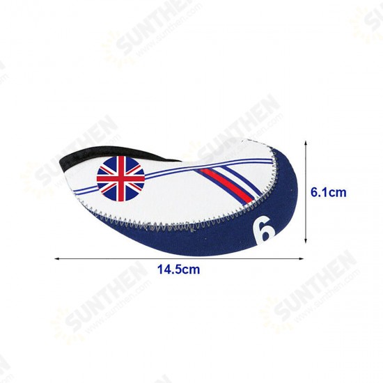 10Pcs/set Golf Club Iron Head Cover Headcover Neoprene Protect Set National Flag Headcover