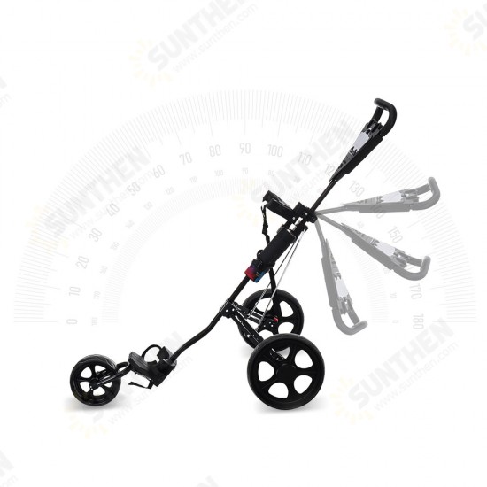 3 Wheel Folding Golf Cart Pull Push Trolley with Scorecard Cup Holder Foot Brake Outdoor Sport