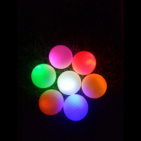 3PCS/Box Golf Balls LED Seven-Color Flashing Light-Emitting Golf Balls Night Golf Course Practice Ball Random Color