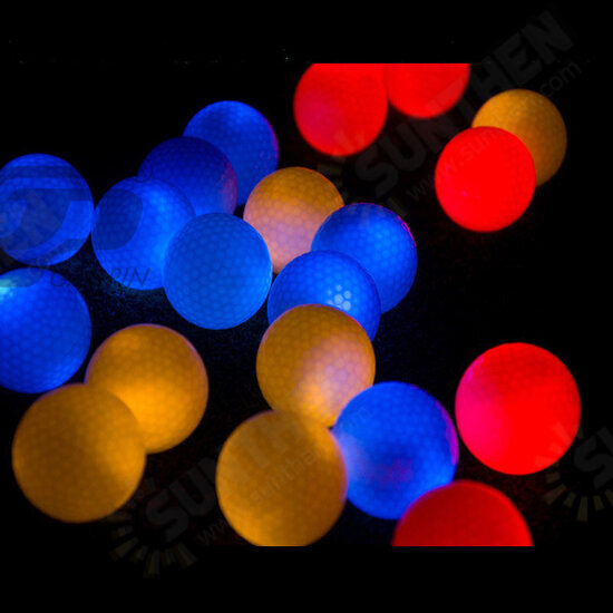 3PCS/Box Golf Balls LED Seven-Color Flashing Light-Emitting Golf Balls Night Golf Course Practice Ball Random Color