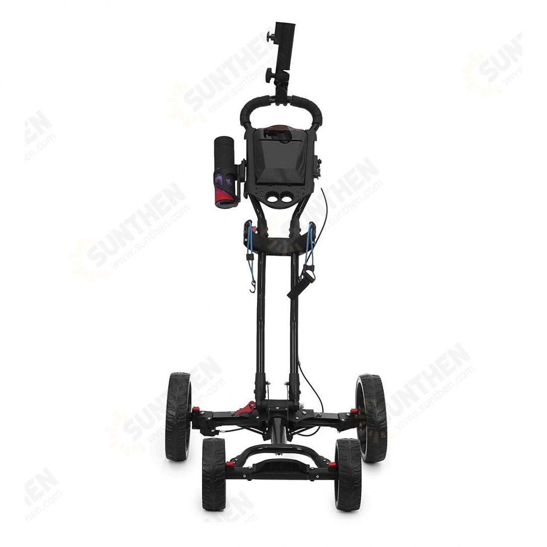 4 Wheel Folding Golf Pull Push Cart Golf Trolley Golf Bag with Umbrella