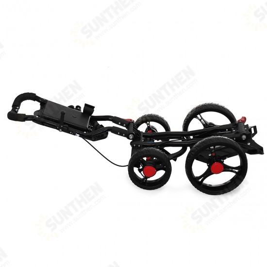 4 Wheel Folding Golf Pull Push Cart Golf Trolley Golf Bag with Umbrella Cup Holder Outdoor Team Sport