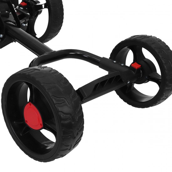 4 Wheel Folding Golf Pull Push Cart Golf Trolley Golf Bag with Umbrella Cup Holder Outdoor Team Sport