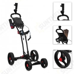 4 Wheel Folding Golf Pull Push Cart Golf Trolley Golf Bag with Umbrella Cup Holder Outdoor Team Sport 4 Wheel Folding Golf Pull Push Cart Golf Trolley Golf Bag with Umbrella Cup Holder Outdoor Team Sport