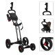 4 Wheel Folding Golf Pull Push Cart Golf Trolley Golf Bag with Umbrella Cup Holder Outdoor Team Sport