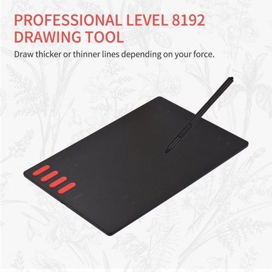 T505 Graphics Drawing Tablet Ultralight Creation With Battery-free Stylus 30 Pen Nibs 8192 Levels Pressure 8 ShortcutKeys
