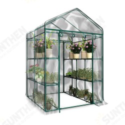 3-Tier Portable Greenhouse 6 Shelves PVC Cover Garden Cover Plants Flower House 143X143X195cm 3-Tier Portable Greenhouse 6 Shelves PVC Cover Garden Cover Plants Flower House 143X143X195cm