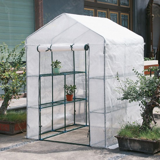 Greenhouse Walk In PVC With Shelf Cover Outdoor Tent House Plants 186x120x190CM