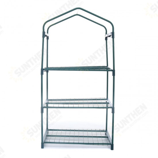 Mini Greenhouse AUEDW 3 Shelves Indoor/Outdoor Greenhouse with Zippered Cover and Metal Shelves for Growing Vegetables, Flowers and Seedlings Planting Grow Box