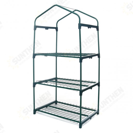 Mini Greenhouse AUEDW 3 Shelves Indoor/Outdoor Greenhouse with Zippered Cover and Metal Shelves for Growing Vegetables, Flowers and Seedlings Planting Grow Box