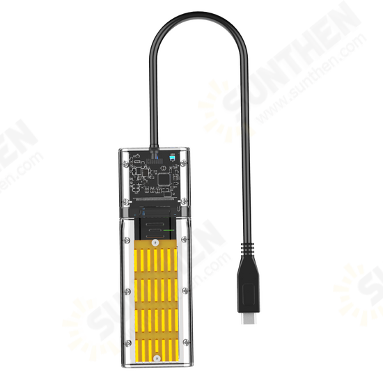 JMS578 SSD Solid State SATA M.2 NGFF External Hard Drive Enclosure USB3.1 GEN1 Transparent Mobile Hard Disk Box with Type-C Cable DM201SC