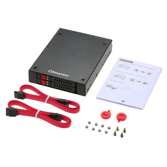 Hard Drive Enclosure 2.5inch SATA HDD SSD Dock 2 Drive Bays Mobile Rack with Key Lock Support Hot Swap