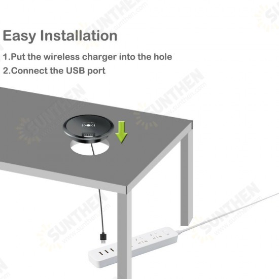 Embedded Wireless Charging Smart Socket Office Furniture Seat Gaming Table Accessories for Apple Android