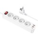 NS1 4000W 4 Outlets Power Strip Socket USB Charger With 4AC Outlet/20W USB-C PD/18W 2USB-A QC3.0 Output Fast Charging EU Plug For iPhone OnePlus