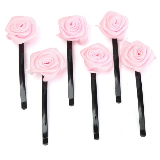 6pcs Rose Flowers Hair Pins Grips Clips Accessories for Wedding Party