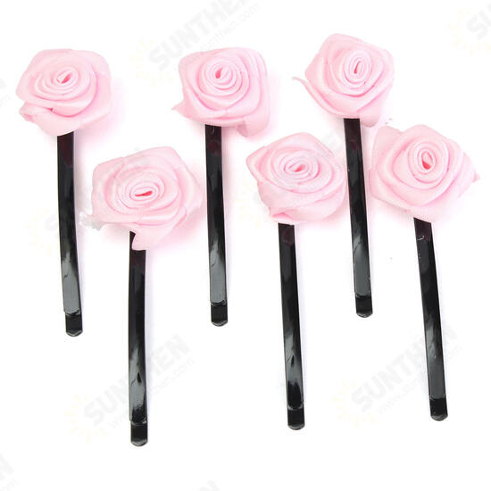 6pcs Rose Flowers Hair Pins Grips Clips Accessories for Wedding Party