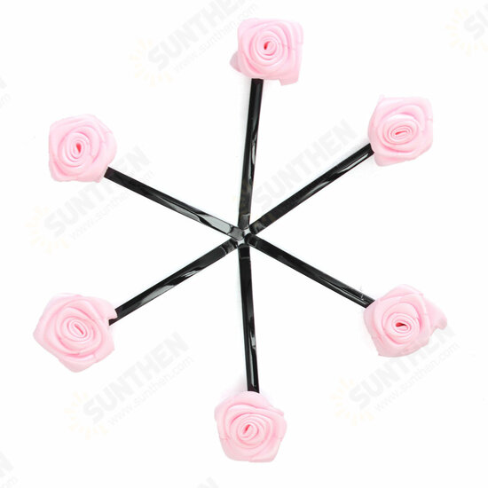 6pcs Rose Flowers Hair Pins Grips Clips Accessories for Wedding Party