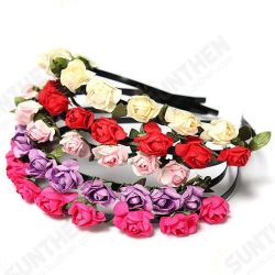 Boho Holiday Wedding Floral Rose Flower Garland Hair Head Hoop Band Boho Holiday Wedding Floral Rose Flower Garland Hair Head Hoop Band