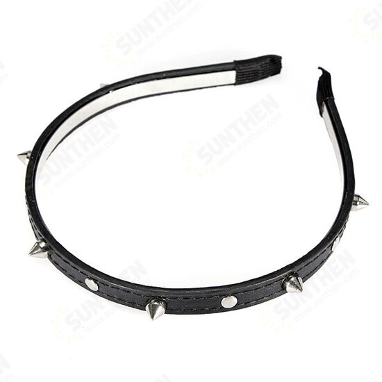 Fashion Punk Headbrand Bow Spike Rivets Studded Hair Band Unisex