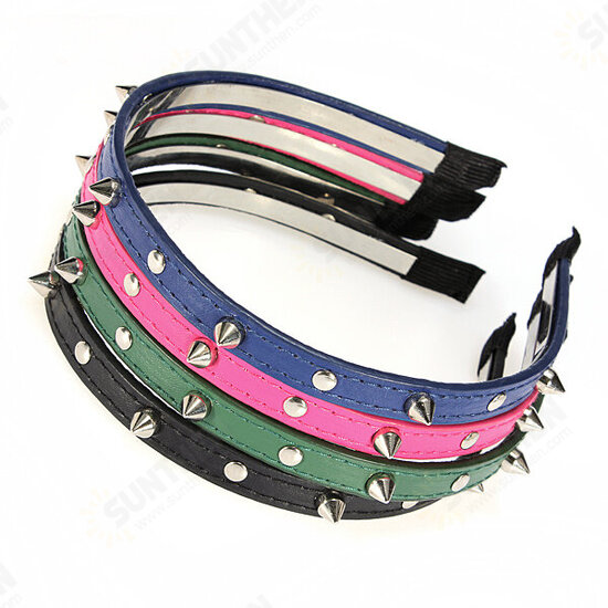 Fashion Punk Headbrand Bow Spike Rivets Studded Hair Band Unisex