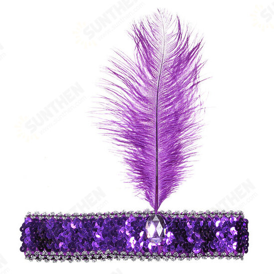 Feather Headbrand Flapper Sequin Costume Fancy Dress Hair Band