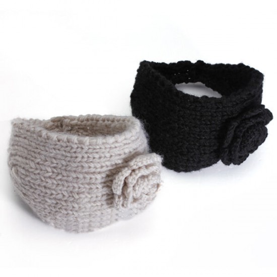 Flower Hand Knit Crochet Head Wrap Ear Warmer Headbrand Headwear