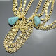 Lady Headdress Turquoise Stone Gold Headbrand Hair Cuff Chain