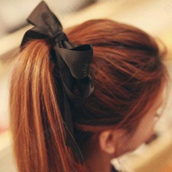 Multicolor Scrunchie Ponytail Holder Satin Ribbon Bow Bowknot Hair Band Rope