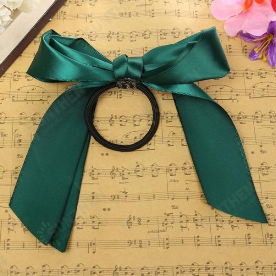 Multicolor Scrunchie Ponytail Holder Satin Ribbon Bow Bowknot Hair Band Rope