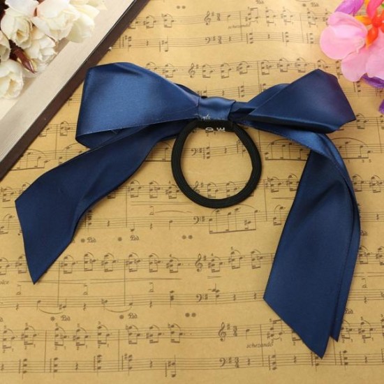 Multicolor Scrunchie Ponytail Holder Satin Ribbon Bow Bowknot Hair Band Rope