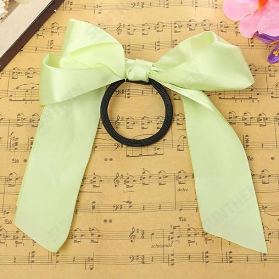 Multicolor Scrunchie Ponytail Holder Satin Ribbon Bow Bowknot Hair Band Rope