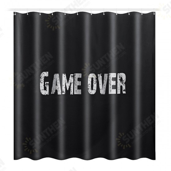 1/3/4PCS Black Waterproof Bathroom Shower Curtain Toilet Cover Mat Non-Slip Rug Set