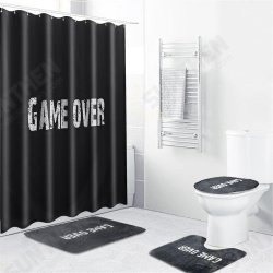 1/3/4PCS Black Waterproof Bathroom Shower Curtain Toilet Cover Mat Non-Slip Rug Set 1/3/4PCS Black Waterproof Bathroom Shower Curtain Toilet Cover Mat Non-Slip Rug Set