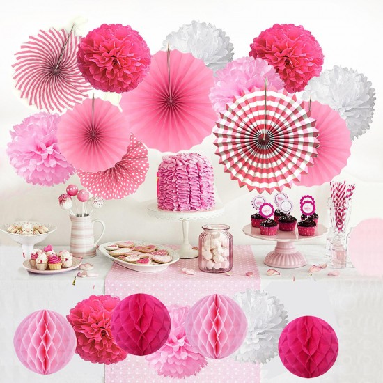 19Pcs Tissue Paper Pom Poms Flower Balls Pompom For Wedding Party Home Baby Shower Decorations