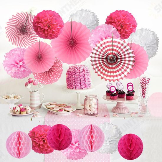 19Pcs Tissue Paper Pom Poms Flower Balls Pompom For Wedding Party Home Baby Shower Decorations