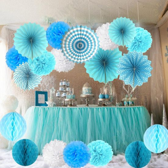 19Pcs Tissue Paper Pom Poms Flower Balls Pompom For Wedding Party Home Baby Shower Decorations