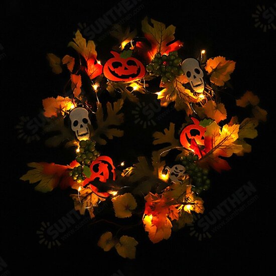 20LED Halloween Party Wreath Garland Light Home Wall Hanging Decorations Ornaments