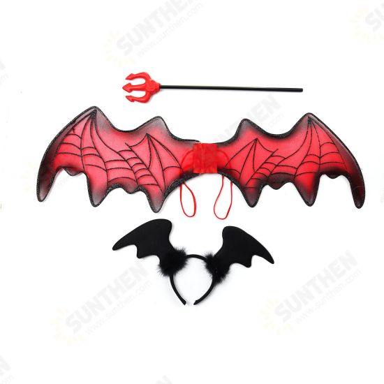 3PCS Halloween Decoration Wings + Hair Band + Fork Toys Cosplay Halloween Party