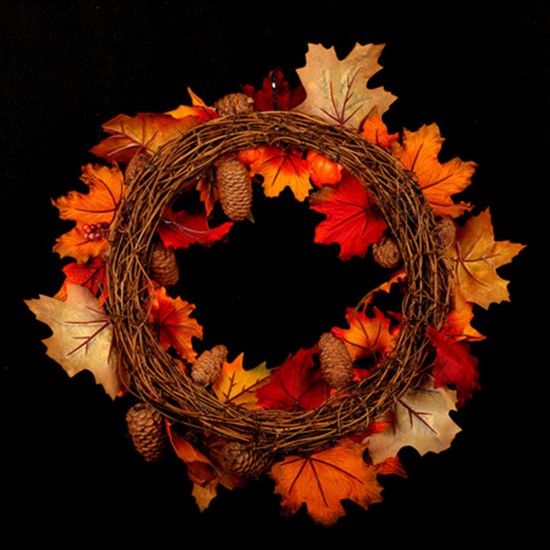 45/60cm Wreath Garland Maple Leaves Pumpkin Door For Christmas Party Decorations