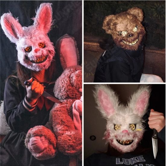 Bloody Killer Rabbit Bear Mask Scary Halloween Mask Halloween Plush Cosplay Horror Mask