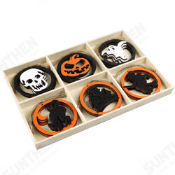 Colorful Halloween Six-square Grid Ghost Pendant Wooden Chips Home Party Decoration Creative Festival Gift - 18PCS/Box Colorful Halloween Six-square Grid Ghost Pendant Wooden Chips Home Party Decoration Creative Festival Gift - 18PCS/Box