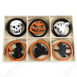 Colorful Halloween Six-square Grid Ghost Pendant Wooden Chips Home Party Decoration Creative Festival Gift - 18PCS/Box Colorful Halloween Six-square Grid Ghost Pendant Wooden Chips Home Party Decoration Creative Festival Gift - 18PCS/Box