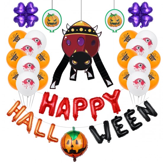 Halloween Aluminum Film Balloon Cartoon Style Spider Ghost Bat Balloon Ghost Festival Happy Halloween Letter Decoration Ball