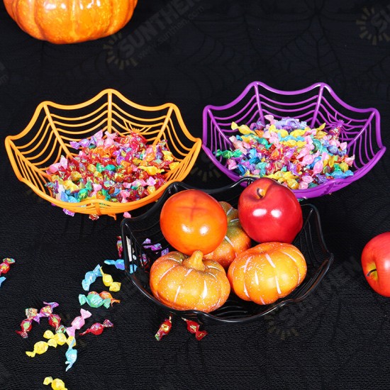 Halloween Candy Basket Bowls Spider Web Plastic Bowls for Kids Trick or Treat Candy Halloween Baskets Decoration