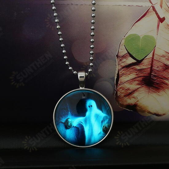 Halloween Jewelry Glowing Black Animal Magic Pendant Stainless Steel Chain Necklace