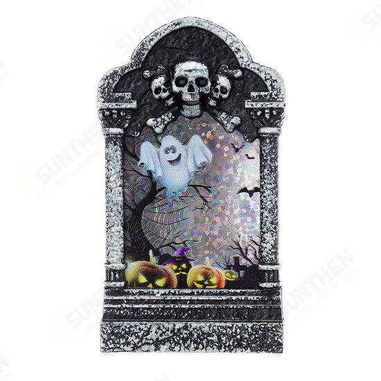 Halloween LED Light Lamp Skeleton Tombstone Castle Plastic Prop Party Gift Decor Table Lamp