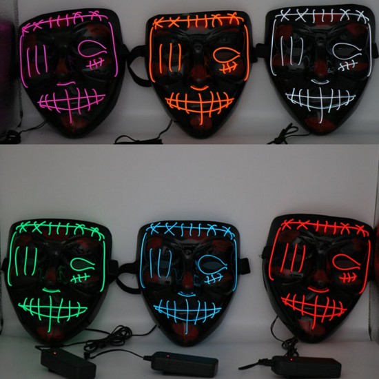 Halloween LED Multicolor Luminous Mask Light Up The Purge Movie Costume Party Mask