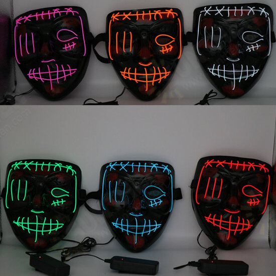 Halloween LED Multicolor Luminous Mask Light Up The Purge Movie Costume Party Mask