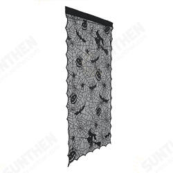 Halloween Lace Window Door Curtains Witch Pumpkins Bats Cloth Haunted House Decor Halloween Lace Window Door Curtains Witch Pumpkins Bats Cloth Haunted House Decor